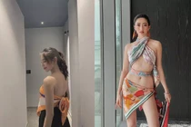 Thùy Tiên quấn khăn làm váy có 'bốc' như Lương Thùy Linh?