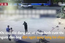 Video: Lính cứu hỏa bỏ chạy khi nghe tiếng còi báo cháy lúc chụp hình cưới