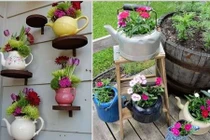 Tự chế chậu hoa trang trí bắt mắt từ các vật dụng cũ