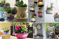 Chế chậu hoa trang trí từ vật dụng nhà bếp