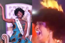 Thời trang sành điệu của Hoa hậu châu Phi vừa bị lửa bén cháy tóc