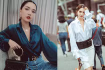 Mốt mặc áo sơ mi bung cúc ngực của mỹ nhân Việt gây xốn xang 