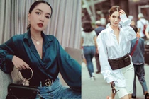 Mốt mặc áo sơ mi bung cúc ngực của mỹ nhân Việt gây xốn xang 