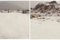 Cảnh hiếm có: Tuyết phủ trắng sa mạc khô cằn ở Ả Rập 