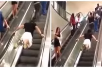 Đi thang cuốn bằng tay, chỉ anh chàng này làm được