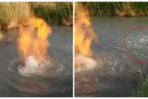 Hồ nước bỗng nhiên bốc lửa sôi sùng sục gây tò mò