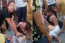 Bắt 2 phụ nữ đánh ghen giữa phố vô cùng dã man