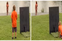 Khó tin cảnh cậu bé biến mất như ma trên bãi cỏ