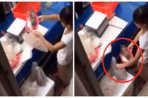 Người bán tráo đổi túi hàng trước mặt khách gây xôn xao