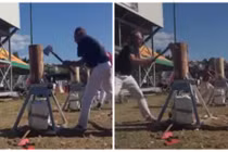 Kinh ngạc người đàn ông 1 tay bổ gỗ siêu nhanh