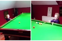 Cao thủ bi-a 3 tuổi trổ tài “bách phát bách trúng“