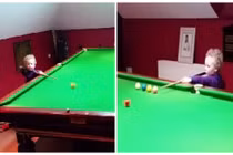 Cao thủ bi-a 3 tuổi trổ tài “bách phát bách trúng“