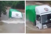 Xe tải chạy băng băng dưới sông không tin nổi