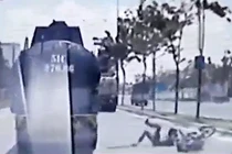 Lấn làn, nam thanh niên suýt tử nạn dưới gầm xe bồn