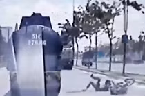 Lấn làn, nam thanh niên suýt tử nạn dưới gầm xe bồn