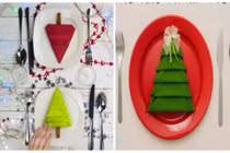 Cách gấp khăn cây thông trang trí bàn tiệc Giáng sinh lạ mắt