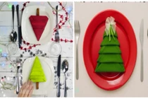 Cách gấp khăn cây thông trang trí bàn tiệc Giáng sinh lạ mắt