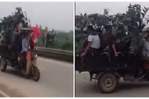 Rước dâu bằng công nông ngụy trang cành lá gây xôn xao