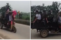 Rước dâu bằng công nông ngụy trang cành lá gây xôn xao