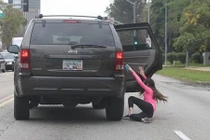 Chồng đạp vợ khỏi xe vì... bẩn và nhận cái kết đắng