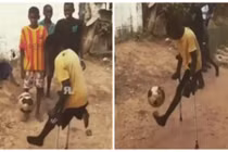 Cậu bé 1 chân tâng bóng khiến nhiều người thán phục