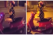 Hãi hùng thiếu nữ vừa khoanh chân niệm phật vừa lái xe