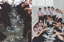 Lớp khoe đồng phục giày, dân mạng tranh cãi hàng thật hay giả