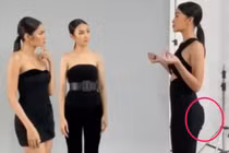 Ngọc Châu lộ miếng độn mông khi dạy nhảy cho 2 á hậu