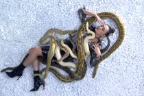 Nổi da gà xem Võ Hoàng Yến tạo dáng cùng trăn