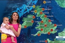 Nữ MC thời tiết “cả gan” bế con 11 tháng tuổi dẫn chương trình