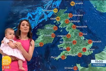 Nữ MC thời tiết “cả gan” bế con 11 tháng tuổi dẫn chương trình