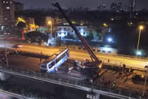 Toàn cảnh giải cứu xe khách bị nạn chắn ngang đường Vành đai 3 trên cao