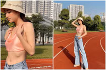 Mặc mát mẻ, Lương Thùy Linh gây hốt hoảng vì vòng 2 trơ xương