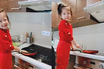 Con gái Á hậu Diễm Trang nấu ăn, rửa bát thành thạo khi mới 3 tuổi