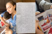 5 tuổi, con trai Thu Minh đã biết đọc truyện, làm toán thành thạo 