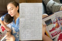 5 tuổi, con trai Thu Minh đã biết đọc truyện, làm toán thành thạo 