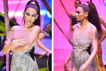 Võ Hoàng Yến gặp sự cố trang phục, lộ vòng 1 khi trình diễn