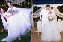 Quý Bình bế bổng vợ đại gia trong tiệc báo hỷ tại Phú Quốc