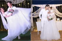 Quý Bình bế bổng vợ đại gia trong tiệc báo hỷ tại Phú Quốc