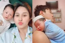 Thảo Trang khoe con trai hơn 1 tháng tuổi giống ông xã y đúc