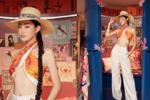 Vừa bị chê mặc hở, Lương Thùy Linh lấy khăn làm áo siêu đỉnh