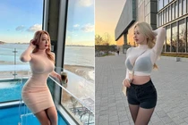 Hot girl xinh đẹp mặc xuyên thấu khoe vòng một căng đầy