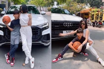 Con trai Lệ Quyên: Đi chơi trên siêu xe Audi, chân mang Air Jordan 