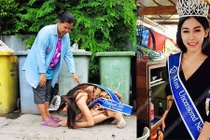 Hoa hậu Thái Lan quỳ lạy mẹ làm nghề nhặt rác