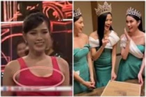 Đỗ Thị Hà lộ miếng dán ngực kém duyên trên sóng truyền hình
