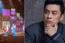 Lam Trường bị ngã sõng soài vì sân khấu trơn trượt