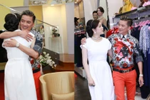 Lý Nhã Kỳ thân thiết Mr Đàm trong triển lãm kim cương