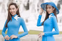 Nguyễn Thúc Thùy Tiên diện áo dài đẹp rạng rỡ ở Thái Lan