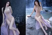 Hot girl gây hiểu lầm khi mặc đồ màu da khoe dáng nuột nà