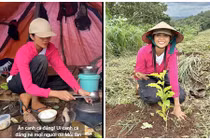 H’hen Niê “chân lấm tay bùn” khi về quê làm nông